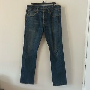 Levi's 501 Blue High Rise Straight Leg Denim Jeans Size 32X34